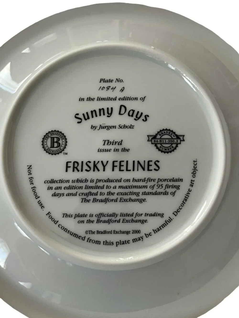 Bradford Exchange Sunny Days Plate Frisky Felines Jürgen Scholz Cat Collector Pl - Picture 4 of 5